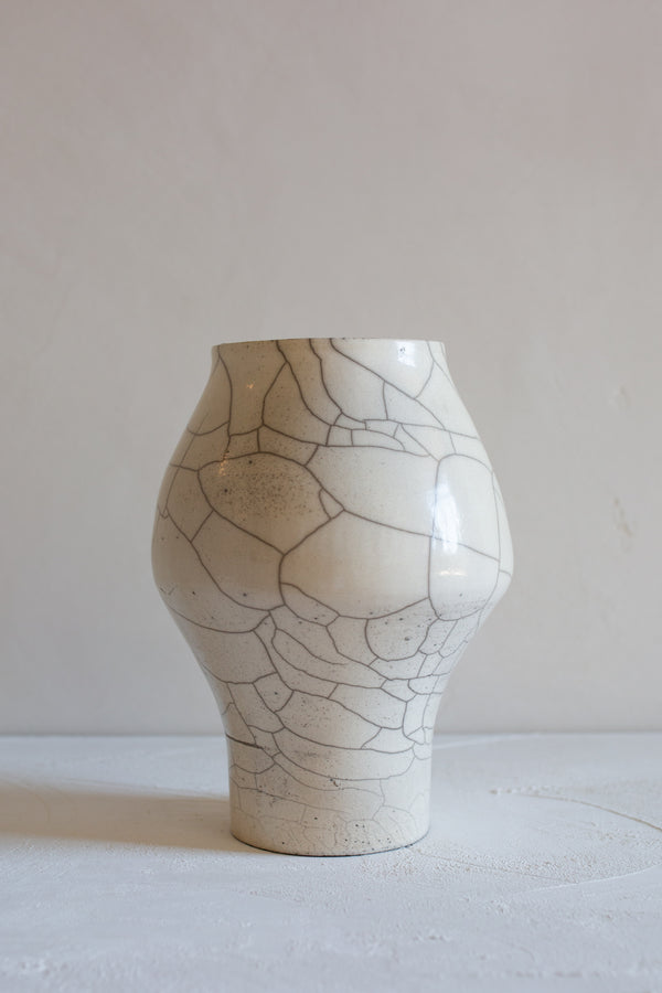 RAKU TALL BULBOUS VASE