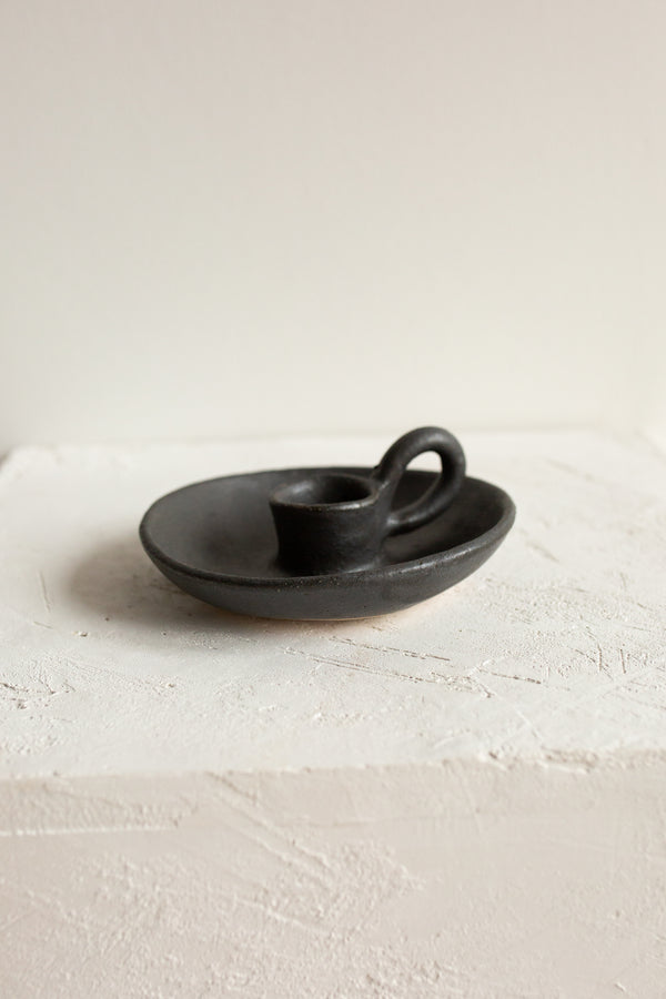 CERAMIC CANDLE HOLDER in CHARCOAL