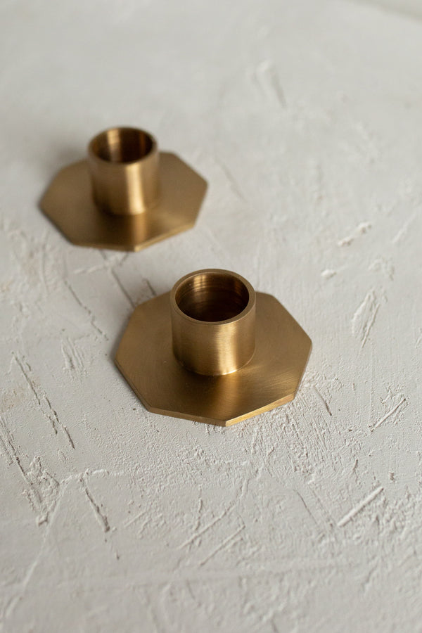 BRASS GEOMETRIC CANDLEHOLDER